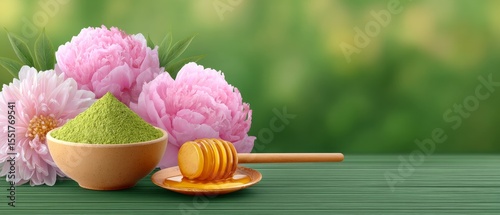Green tea ingredients display nature food photography vibrant environment close-up healthy concepts