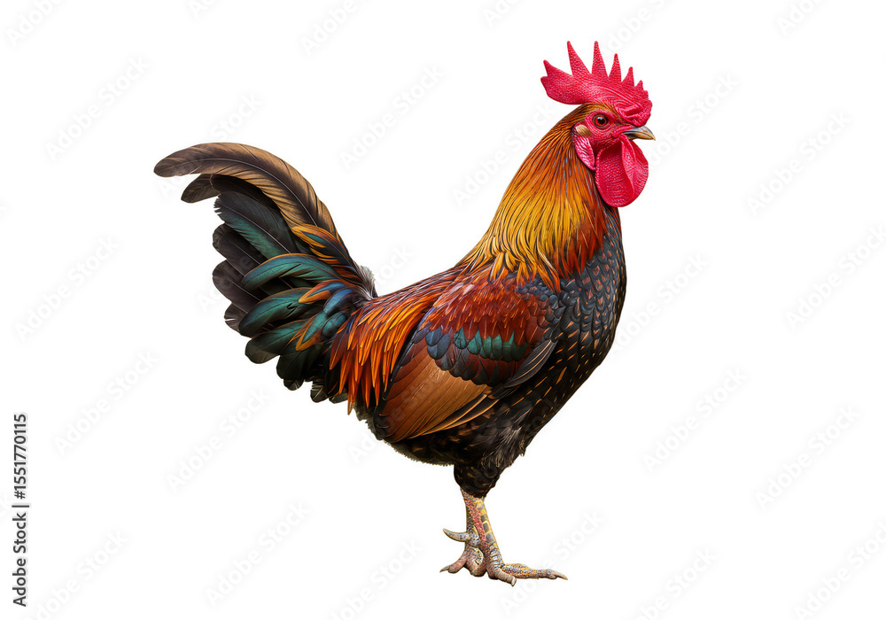 Fototapeta premium Isolated Image of Rooster Bird Chicken Animal in Transparent Background