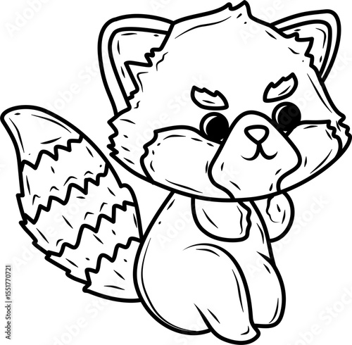 Cute red panda Vector illustration for coloring book.
