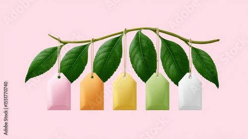 Colorful herbal teas in sachets nature inspired photography minimalist style vibrant colors