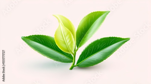 Minimalist composition of a single tea leaf studio photography clean background close-up nature's simplicity