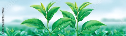 Modern tea garden design serene landscape digital art nature aesthetic perspective tranquil vibe