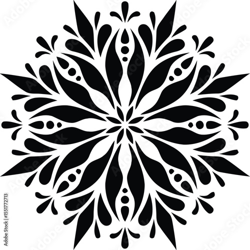 A striking floral mandala radiating elegant symmetry perfect for meditative coloring books in bold