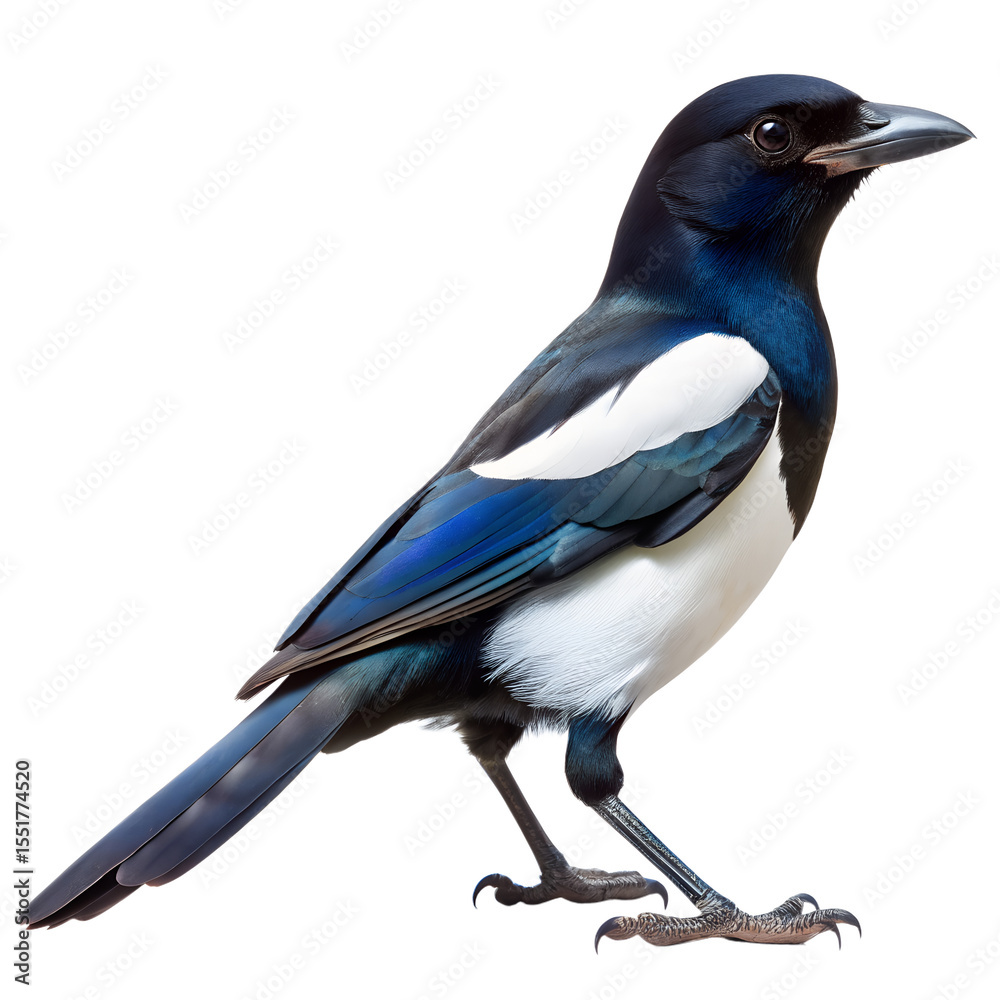 Fototapeta premium Magpie animal isolated on white background
