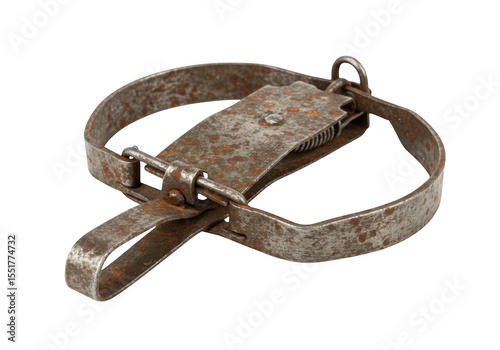 Old rusty metal trap isolated on transparent background
