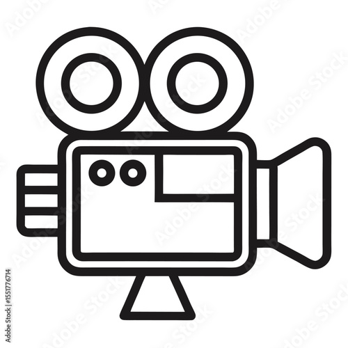 Film Camera Outline Symbol on Clean White Background