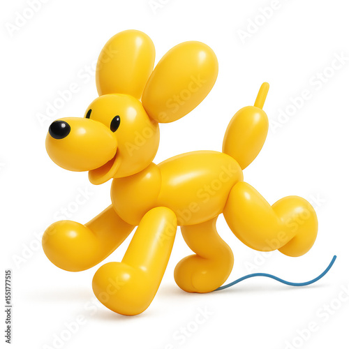 Playful Balloon Dog: A whimsical yellow balloon dog, joyfully prancing on a background, brings a touch of lighthearted fun to any project.