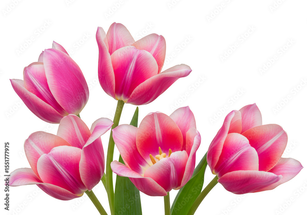 Naklejka premium Isolated Pink Tulips Flowers with Transparent Background Illustration