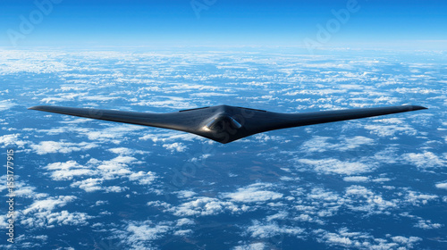 Futuristic Unmanned Aerial Vehicle Soaring Above Serene Clouds