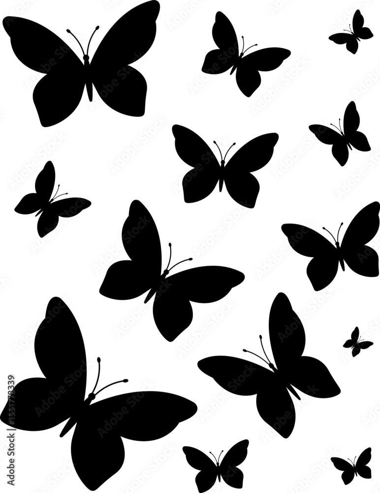Obraz premium Butterfly Silhouette Icon — Minimal Insect Illustration for Summer and Nature Themes