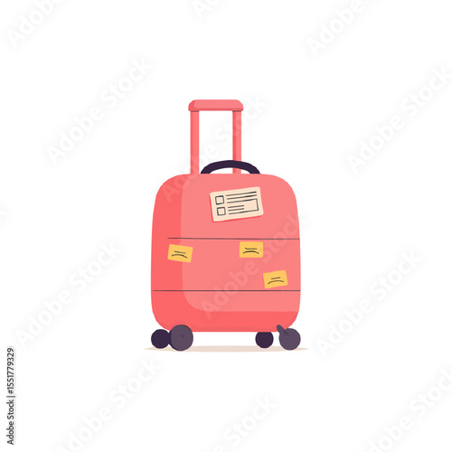 red suitcase isolated on white