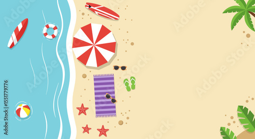 Vector design landscape beach top view