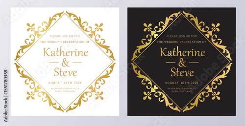 Frame for invitation in modern vintage style. Frame template for cards, posters, banners