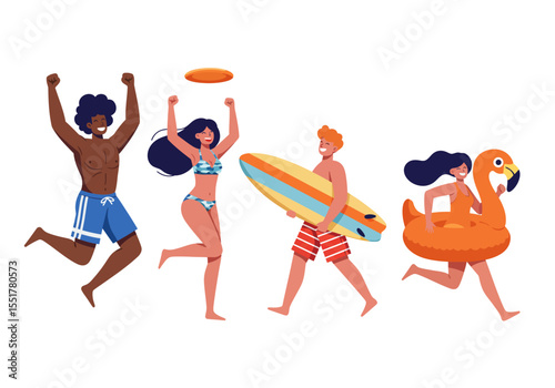 Vector illustration of a starter pack of beachwear for summer