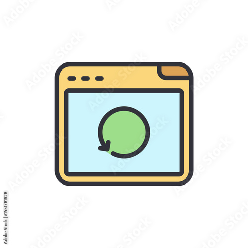 Stylized Window Displaying Refresh Symbol For Website Or Application