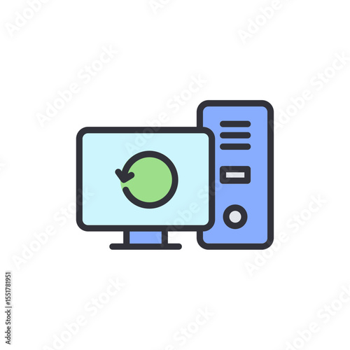 Computer Refresh Icon With Arrow Circulating On Screen Concept