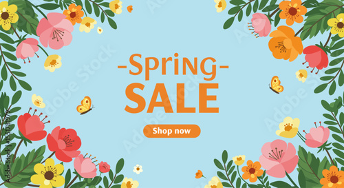 Flat vector illustration spring sale for website banner or printed banner