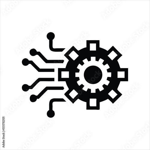 Technology Circuit Gear Icon Vector for AI Automation Logo Design.