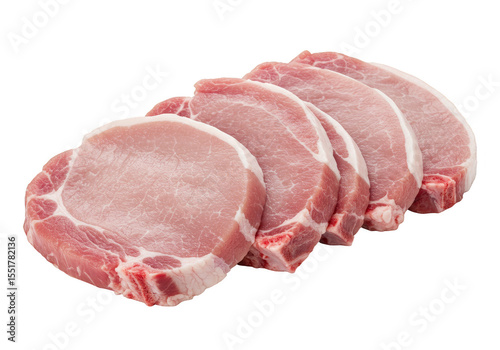 Isolated Raw Pork Chop Cutlets Fresh Meat Loin on Transparent Background