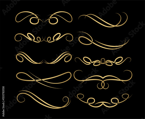 Calligraphic wedding ornament set art
