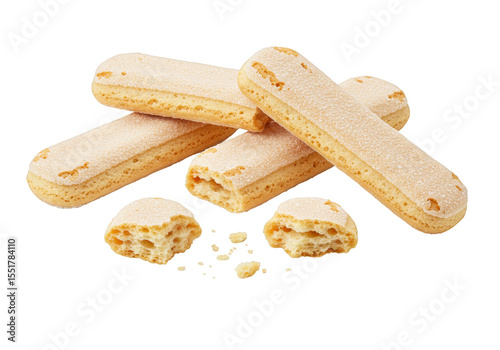 Isolated Savoiardi Ladyfingers Biscuit Pile Sweet Dessert on Transparent