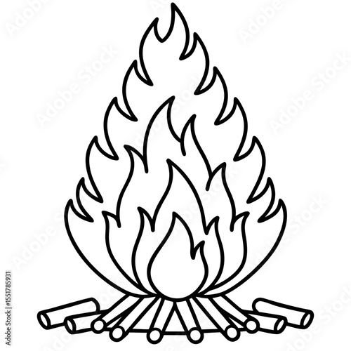 Clean Line Art Holi Bonfire Illustration