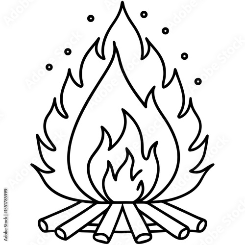 Clean Line Art Holi Bonfire Illustration