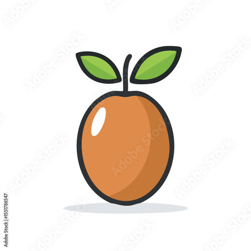 ector of Jujube with Bold Black Outline No Gradients Clean Isolated Style