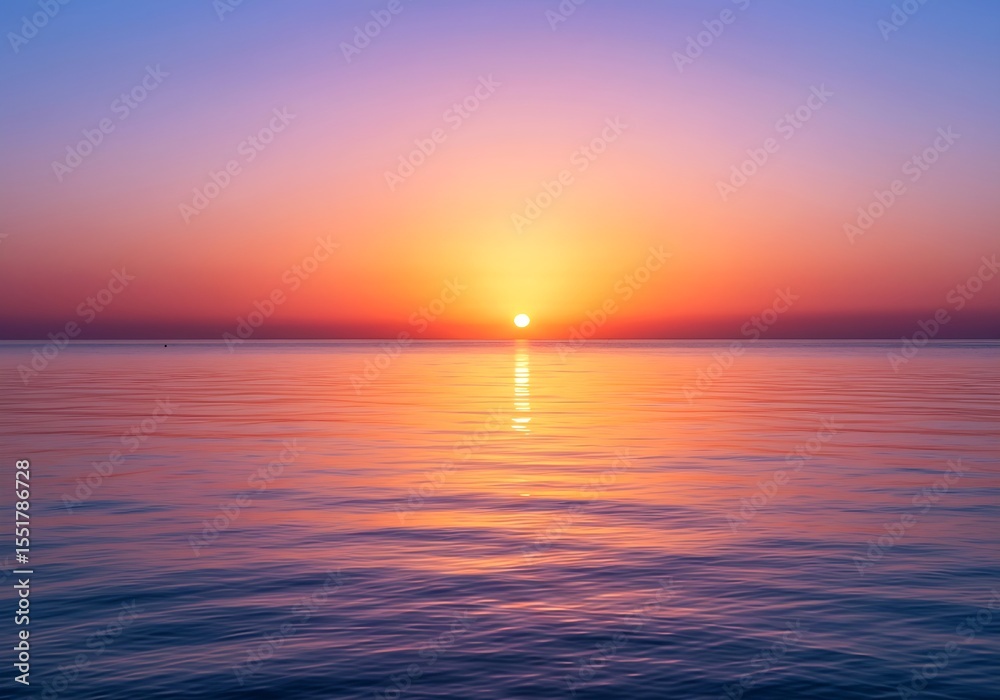 Obraz premium Beautiful Morning Sun Rising Above the Ocean Horizon