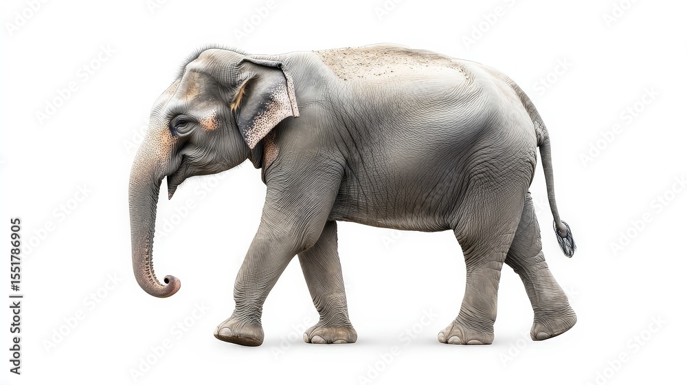 Obraz premium Walking Asian Elephant Isolated on White Background