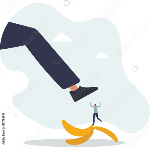 Avoid business mistake or failure, protect from accident or pitfall, insurance or warning in business risk and support in crisis concept. character life .