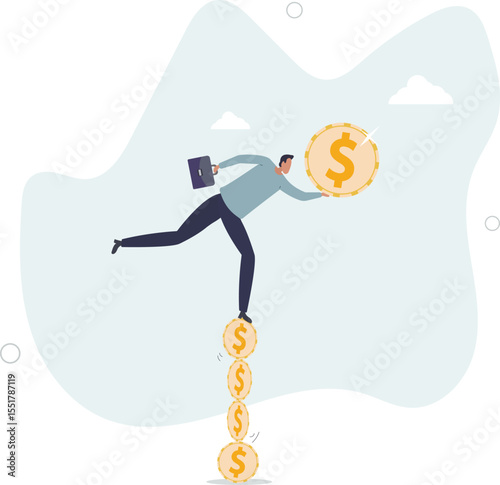 Financial instability, uncertainty or unstable investment market, risky situation or economic recession, crisis or bankruptcy concept. character life .