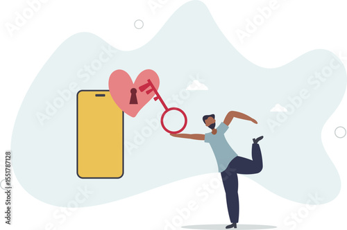 Dating apps, online dating using internet and social media to find romantic relationship concept. character life .