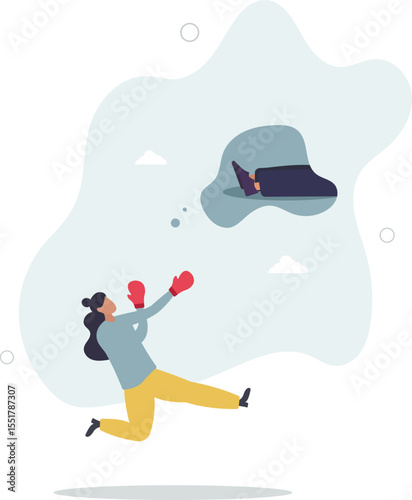 Woman rights, gender inequality fight back, business winning victory concept. character life .