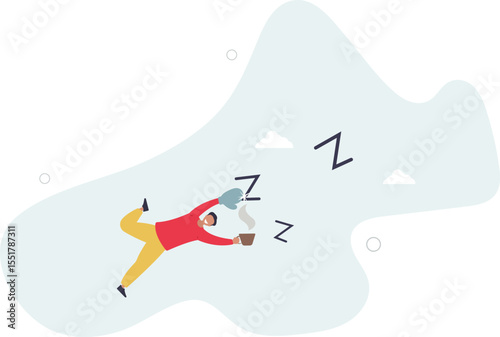 Procrastination and laziness, productivity and professional to fight with resistance and sleepy concept. character life .