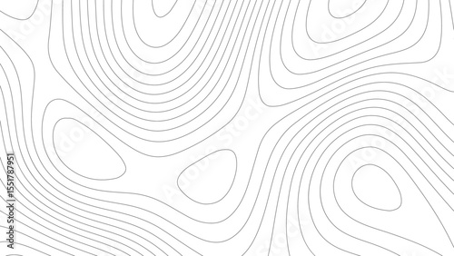 Abstract black background with smooth, flowing white contour lines forming topographic patterns. Depth and organic movement, mimicking elevation maps or neural paths.