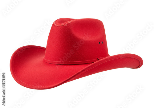Isolated Transparent Sparkly Red Cowboy Hat for Party or Costume
