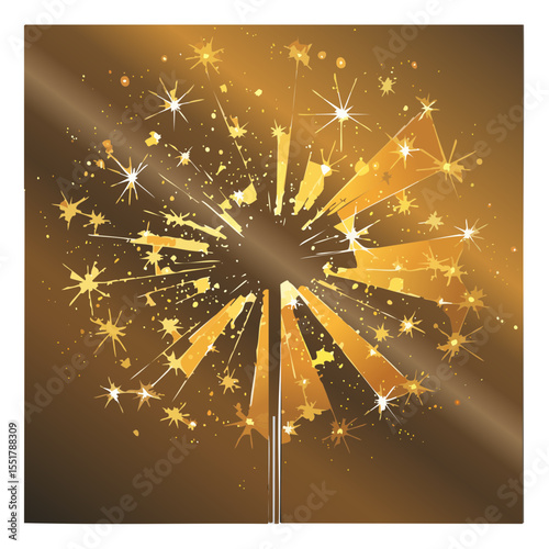 Golden Sparkler Celebration Illustration