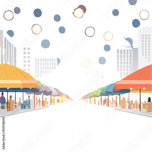 Bustling Market Street Scene in the City