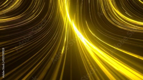 Dynamic yellow wave flowing in 3D with motion blur and depth—ideal for sleek futuristic backgrounds and loops.