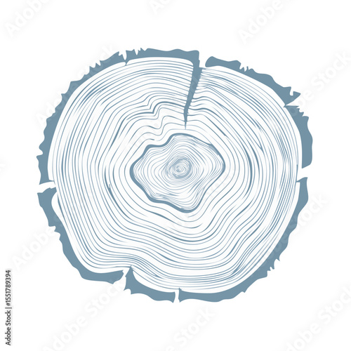 Stylized Illustration of a Tree Trunk Cross-Section with Growth Rings