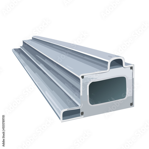 Metal C Channel Profile Illustration in Perspective View