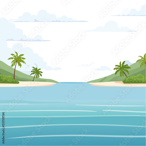 Tranquil Island Retreat: Palm Trees, Sandy Beaches, and Calm Blue Waters, a Tropical Paradise Escape