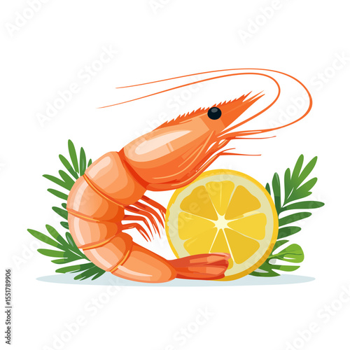 Delicious Shrimp with Lemon and Parsley Illustration