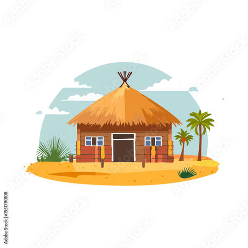 Tropical Beach Hut Illustration
