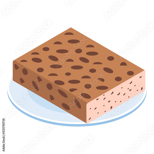 Butterkuchen Topped with dots butter isometric concept, buttery yeast-based sheet cake vector design German cuisine symbol, Germany Serving Platter sign European gastronomy food culture illustration 
