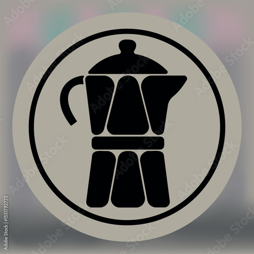 Minimalist icon of pot silhouette centered within a circular frame—perfect for coffee, brewing, or kitchen-related design themes.