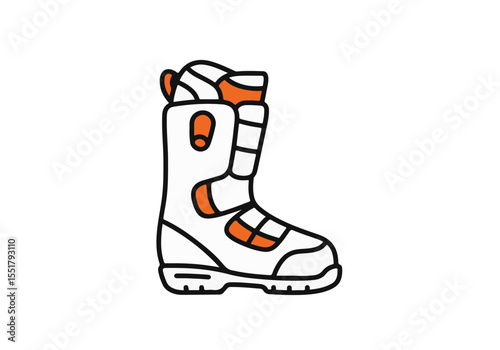 A modern snowboarding boot with a unique design in a close-up shot. 