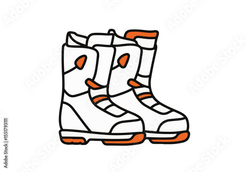 A pair of illustration snowboard boots.
