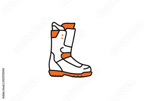 Stylish ski boot vector graphic isolated on a solid backdrop.